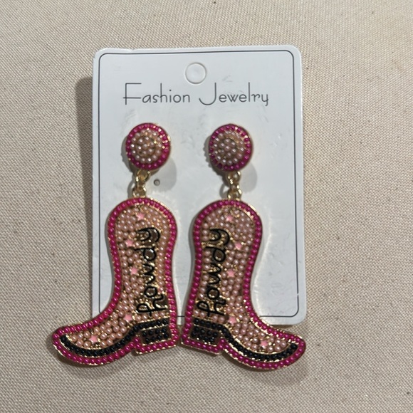 Howdy Cowboy Boot Bejeweled Earrings - Picture 1 of 3
